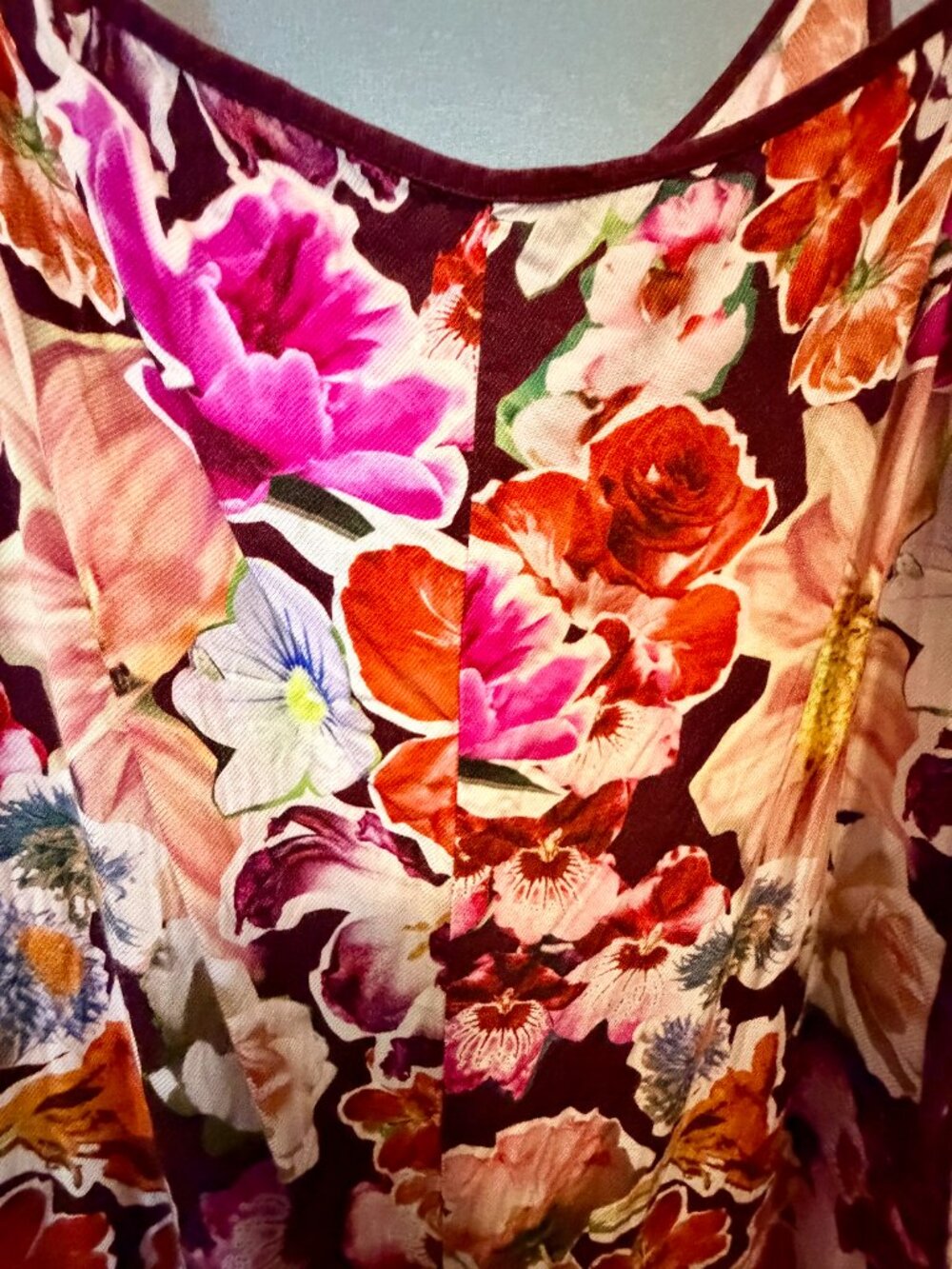 By Anthropologie Printed Wide Leg Floral Jumpsuit Burgundy Pink L - Picture 6 of 8